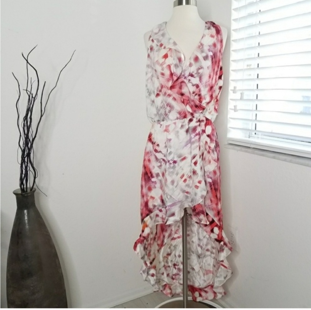 parker cassia hi lo floral dress large